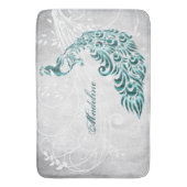 Blauwgroen Peacock - Gepersonaliseerde Bath Mat (Voorkant Verticaal)