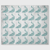 Blauwgroen Peacock Leaf Vine Wedding Wrapping Pape Cadeaupapier (Vlak)