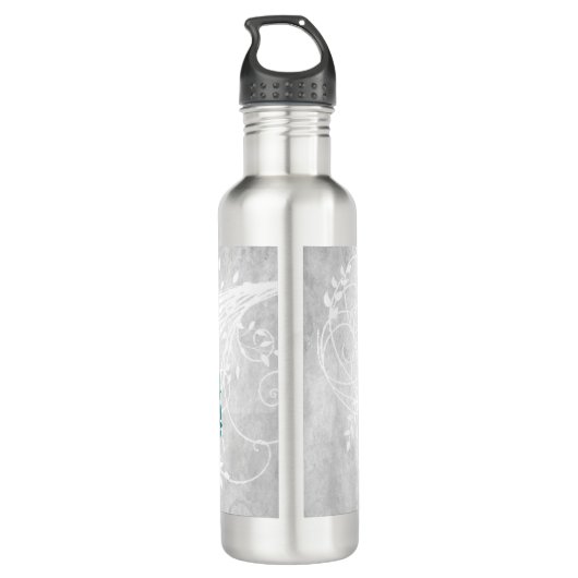 Blauwgroen Peacock op maat Waterfles (Achterkant)