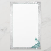 Blauwgroen peacock Stationery Briefpapier (Achterkant)