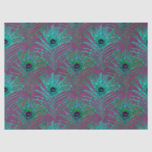 Blauwgroen Peacock-veren op Paarse ontkoppeling Tissuepapier