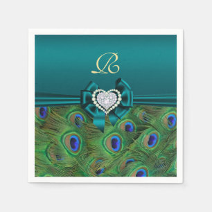 Blauwgroen Peacock Wedding Paper Party Napkins Servet