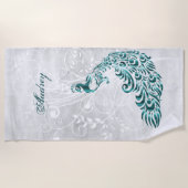 Blauwgroen peracock Persoonlijke handdoek (Voorkant)