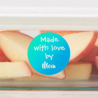 blauwgroen, persoonlijke etiketten met "Made with
