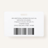 Blauwgroen Persoonlijke Foto, Logo, Barcode Medewe Badge (Achterkant)