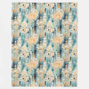 Blauwgroen perzikkandelaar fleece deken