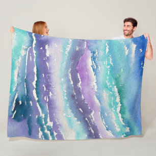 Blauwgroen pictogrammen fleece deken