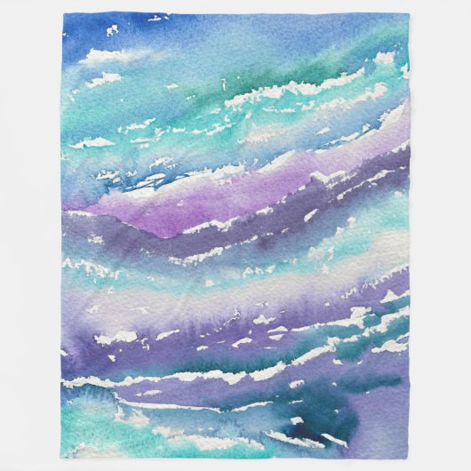 Blauwgroen pictogrammen fleece deken (Voorkant)