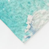 Blauwgroen pictogrammen fleece deken (Hoek)