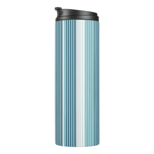 Blauwgroen Pinstripe Kerstpatroon#28 ID1009 Thermosbeker (Geroteerd rechts)