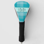 Blauwgroen Plaid Custom Monogram Initialen Dames Golfheadcover (Voorkant)
