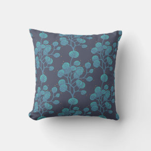 Blauwgroen plantenpatroon Pen tekening Worp kussen