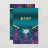 Blauwgroen Plum Peacock RSVP (Voorkant / Achterkant)