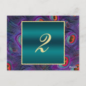 Blauwgroen Plum Peacock Table Number Kaart (Achterkant)