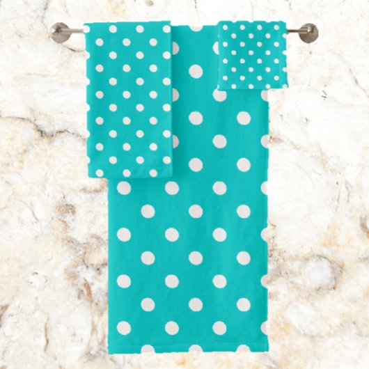 Blauwgroen Polka Dot Bad Handdoek