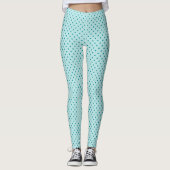 Blauwgroen Polka Dot Pattern Leggings (Voorkant)