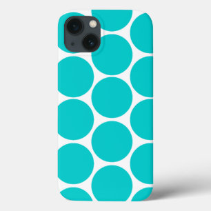 Blauwgroen POLKA DOTS GROOT iPhone 13 Hoesje