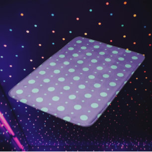 Blauwgroen Polka Dots op Paarse badmat