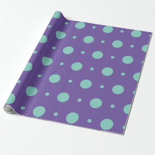 Blauwgroen Polka Dots op Paarse Wrapping Paper – V Cadeaupapier