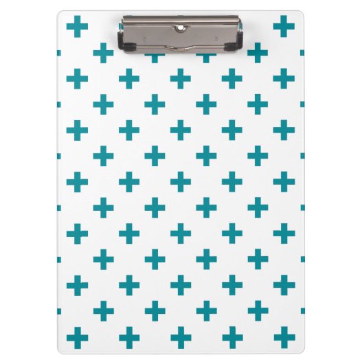 Blauwgroen polka kruist wit klembord (Voorkant)