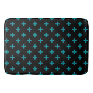 Blauwgroen polka kruist zwart badmat