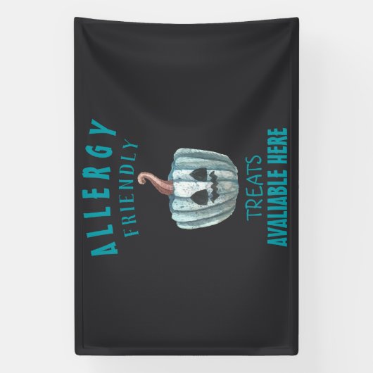 Blauwgroen Pompoen Halloween Allergie Vriendelijke Spandoek (Verticaal)