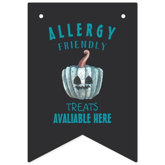 Blauwgroen Pompoen Halloween Allergie Vriendelijke Vlaggetjes (Eerste vlag)