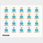 Blauwgroen pompoen Happy Halloween Square Sticker (Vel)