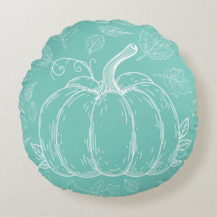 Blauwgroen pompoen Herfst Herfst Thanksgiving Hall Rond Kussen