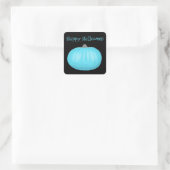 Blauwgroen pompoen vierkante sticker (Tas)