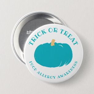 Blauwgroen pompoen Voedselallergie — Halloween Ronde Button 7,6 Cm