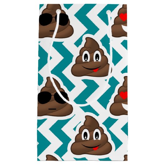 Blauwgroen Poop Emoji Pattern Klein Cadeauzakje (Voorkant)