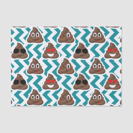 Blauwgroen Poop Emoji Pattern Tissuepapier (Voorkant)