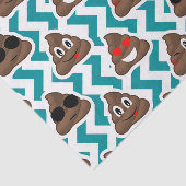 Blauwgroen Poop Emoji Pattern Tissuepapier (Detail)