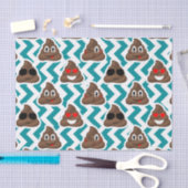 Blauwgroen Poop Emoji Pattern Tissuepapier (Craft)