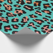 Blauwgroen proefdruk op leopard cadeaupapier (Hoek)