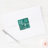Blauwgroen Puffy Heart Dank jullie Stickers (Envelop)