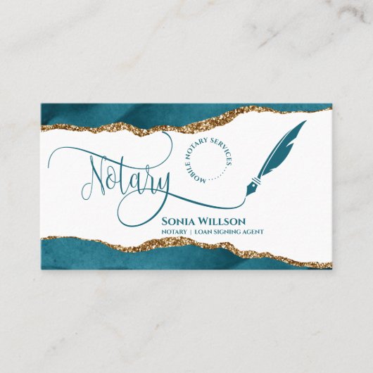 Blauwgroen QR-code voor mobiele notaris- en lening Visitekaartje (Voorkant)