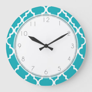 Blauwgroen Quatrefoil-patroon Grote Klok