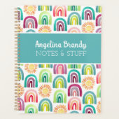 Blauwgroen Rainbows & Suns Pattern Terug naar Scho Planner (Voorkant)