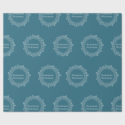 Blauwgroen ramadan Mubarak Gift Wrap Papier (Zoom)