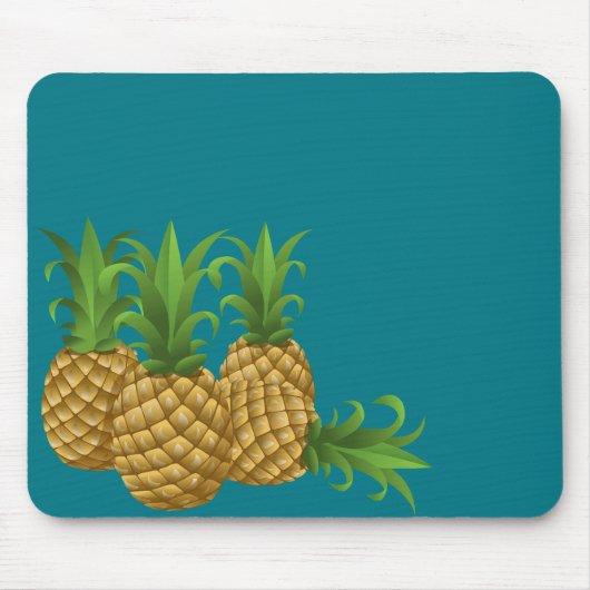 Blauwgroen Retro ananas Muismat (Voorkant)