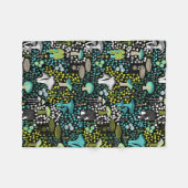 Blauwgroen retro paddenstoel fleece deken (Voorkant (Horizontaal))