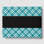 Blauwgroen Retro Plaid Pattern Wedding Gastenboek (Achterkant)