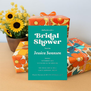 Blauwgroen Retro Serif Vrijgezellenfeest Silver Folie Uitnodiging