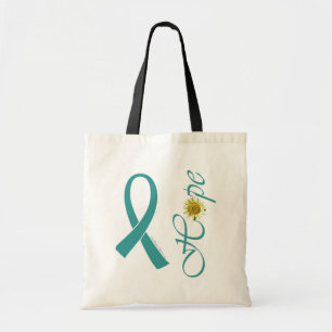 Blauwgroen Ribbon Hope Tote Bag