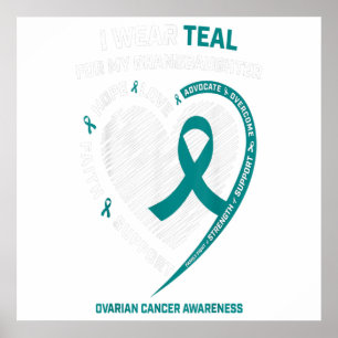 Blauwgroen Ribbon Ovarian Cancer Awareness Giften Poster