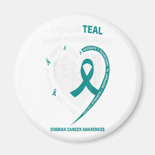 Blauwgroen Ribbon Ovarium Cancer Awareness Gifts G Magneet