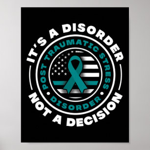 Blauwgroen Ribbon Post Traumatic Stress Disorder A Poster