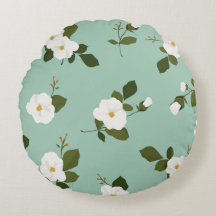 Blauwgroen ronde Floral Accent Pillow